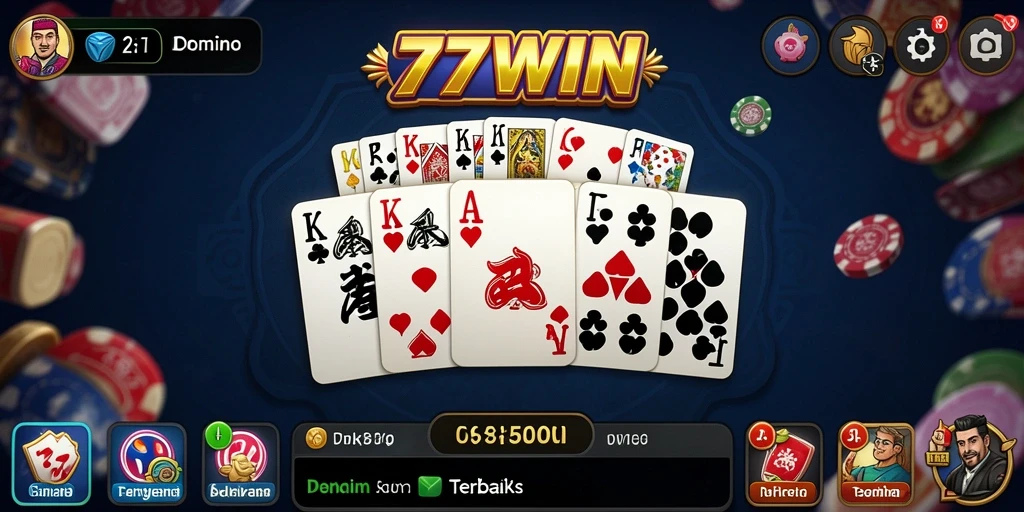 Tampilan gameplay seru dalam game Domino 77WIN.