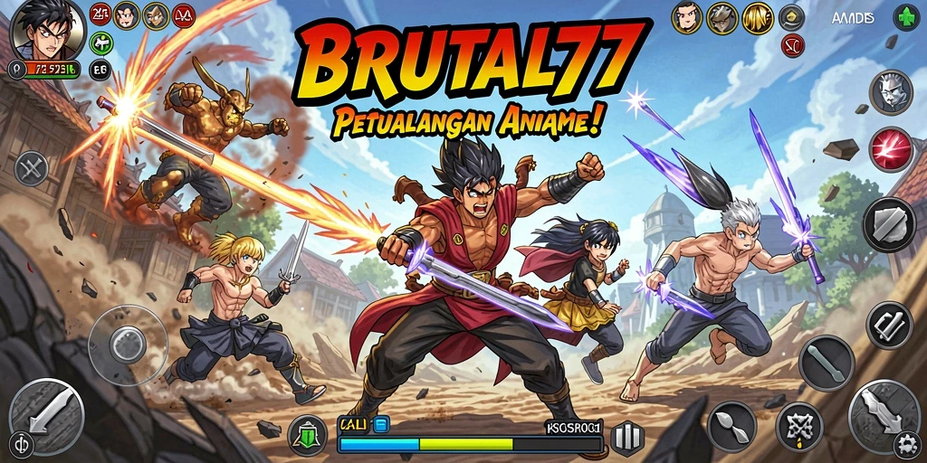 Screenshot gameplay BRUTAL77 menunjukkan aksi seru karakter Anime.
