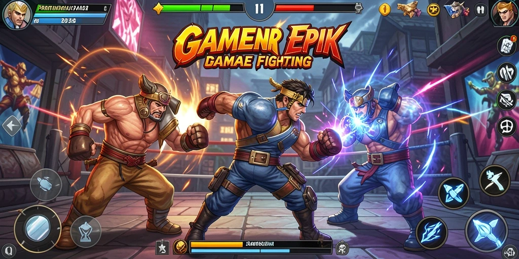 Screenshot utama GAMERP menampilkan aksi pertarungan yang mendebarkan.