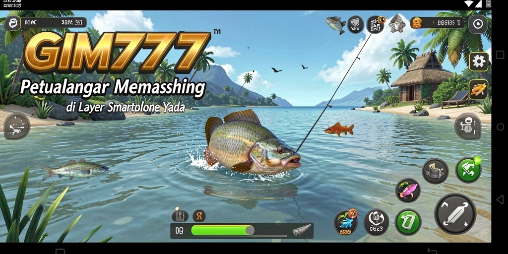 Screenshot gameplay GIM777 menampilkan aksi memancing yang seru dan grafis menawan.