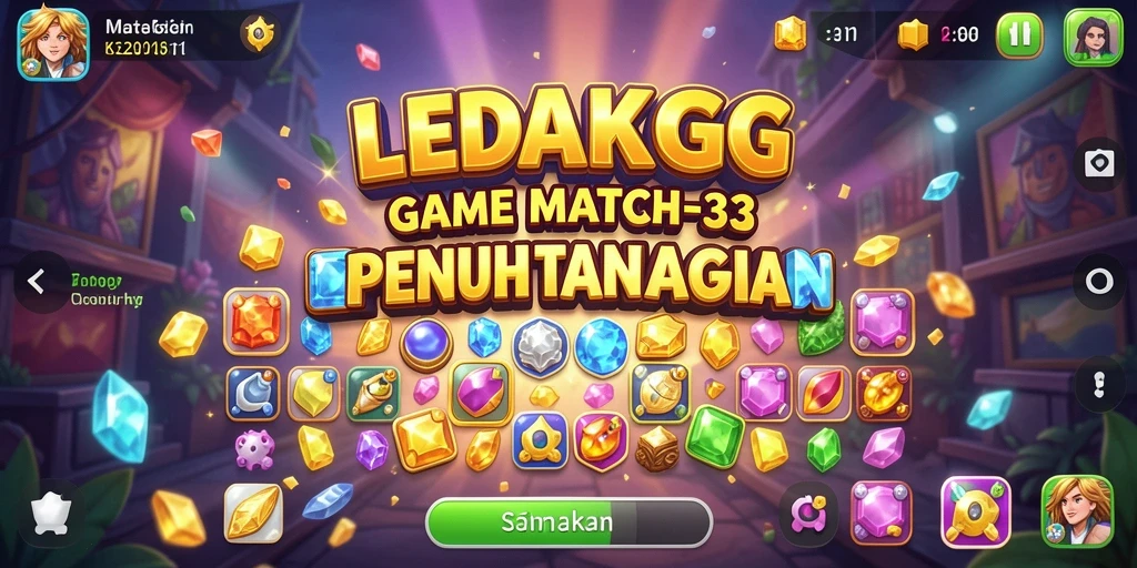 Screenshot gameplay LEDAKGG menampilkan keseruan bermain Match-3 yang memikat.