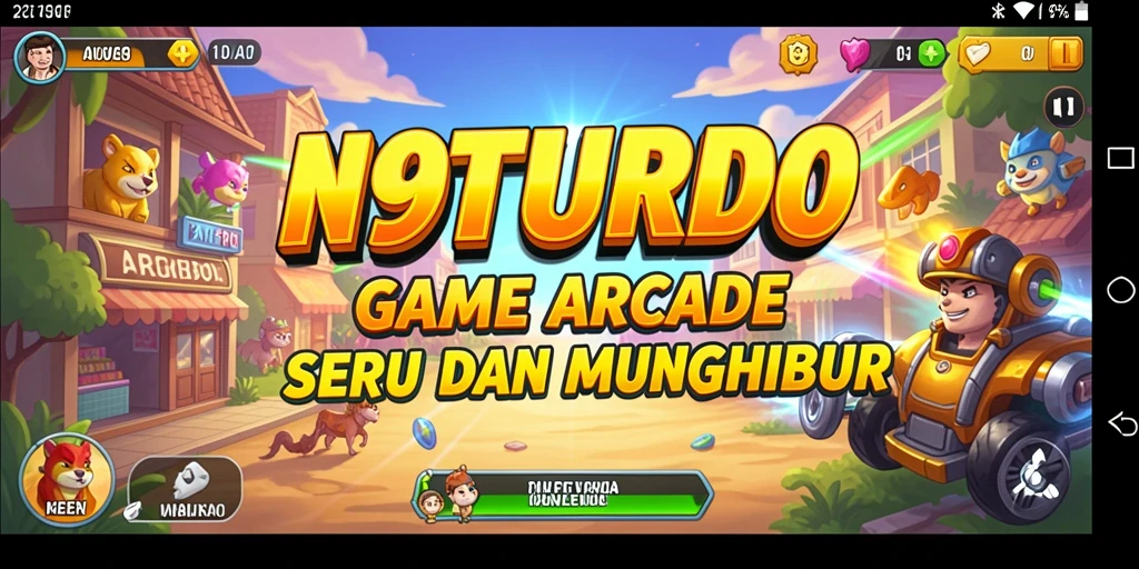 Tampilan gameplay N9TURBO yang penuh aksi dan tantangan.