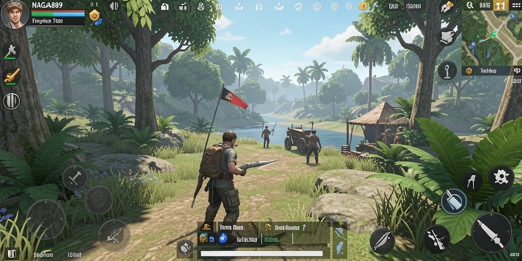 Tampilan gameplay NAGA889 dengan dunia terbuka yang luas dan detail.