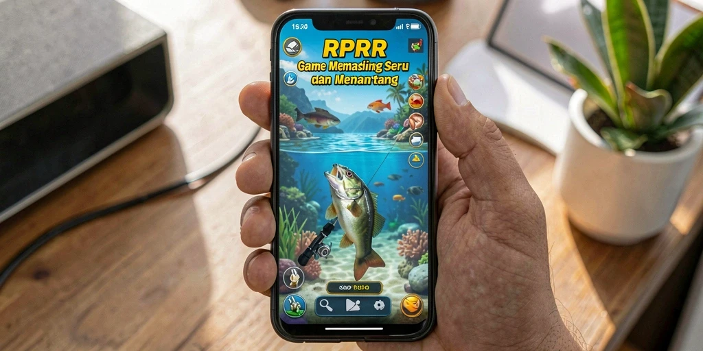 Tampilan gameplay seru RPRR dengan berbagai lokasi memancing.