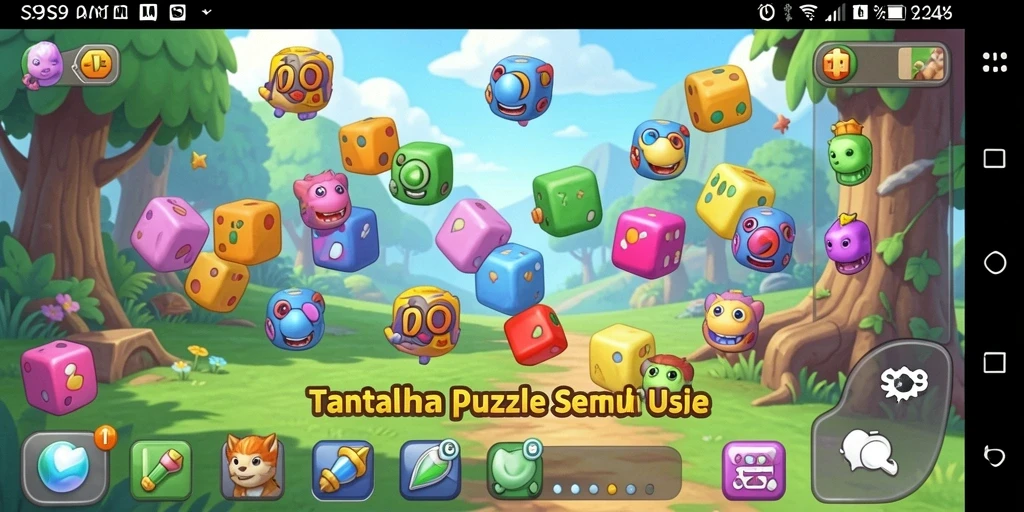 Tampilan gameplay Puzzle menantang dalam S9S9 yang penuh warna.
